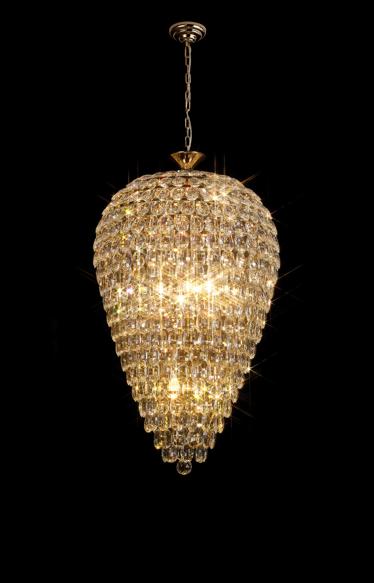 Coniston French Gold Crystal Ceiling Lights Diyas Statement Crystal Fittings